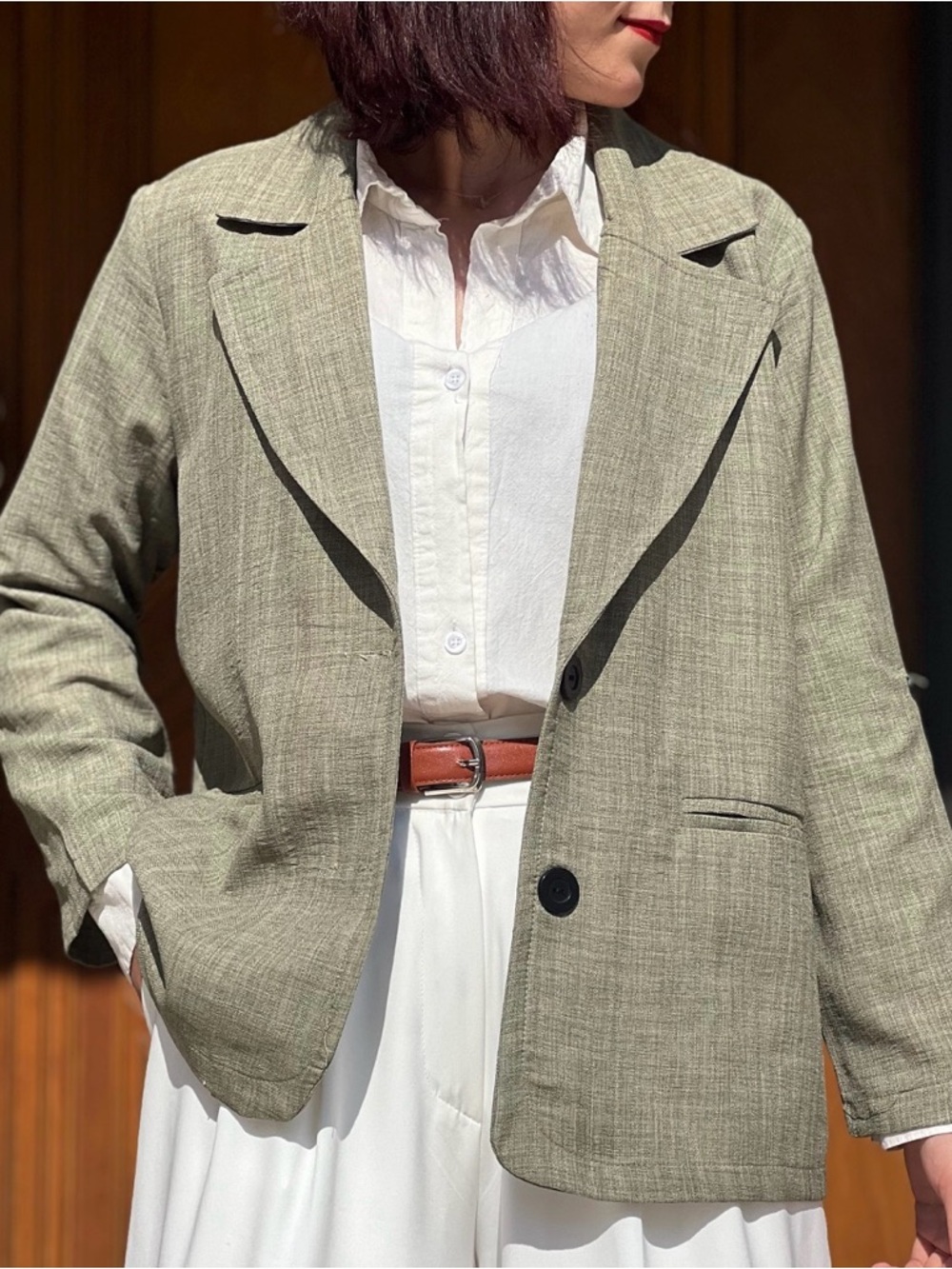Royal Merino Olive Green Women's Blazer Jacket (first photo is inspiration)